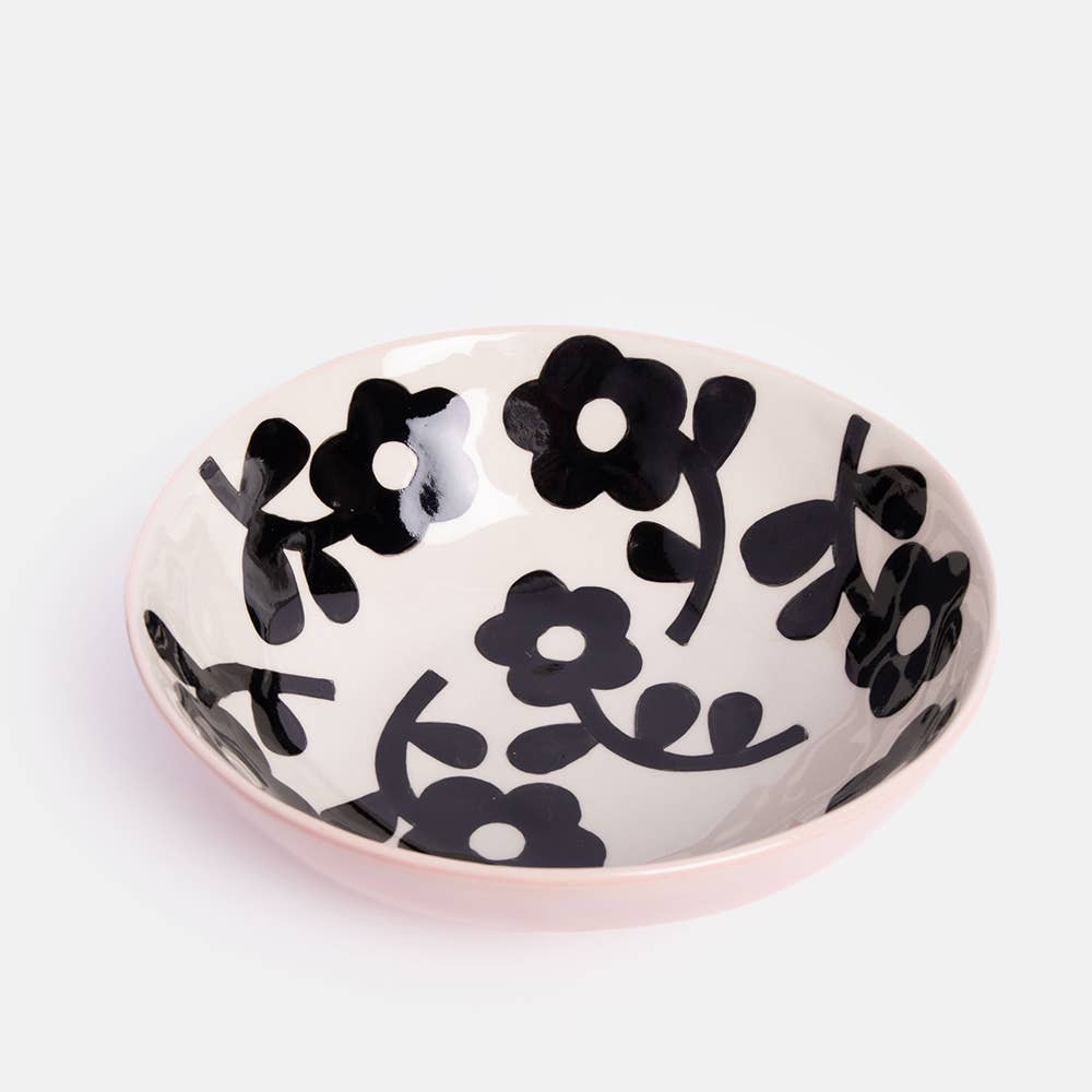 Mono Flower Shallow Bowl