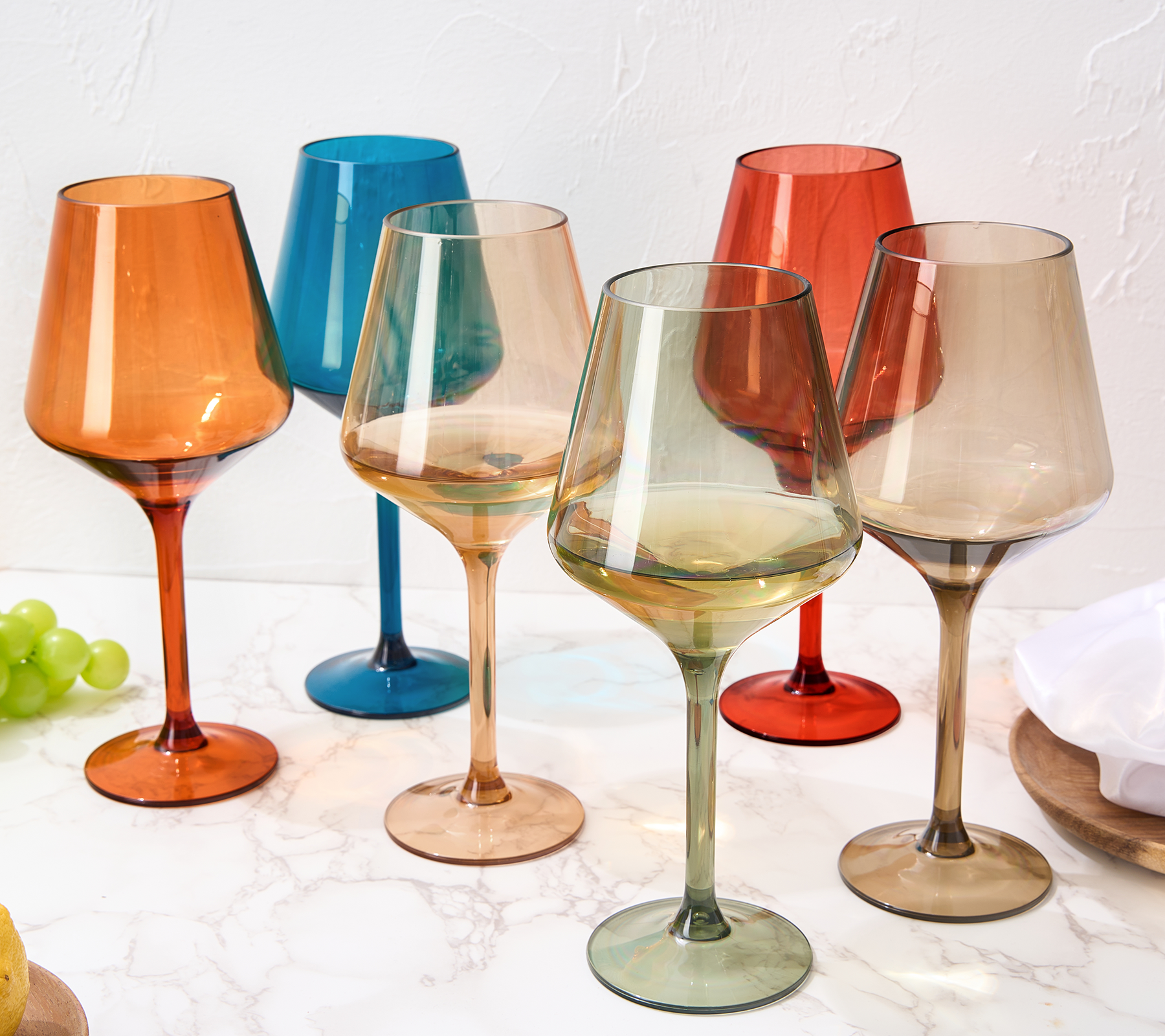 Unbreakable Art Deco Stemmed Wine Glasses - Set of 6