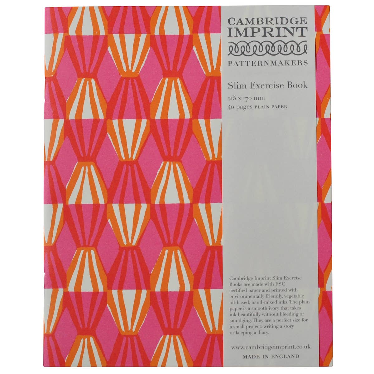 Exercise Book Threadwork Bright Pink and Orange