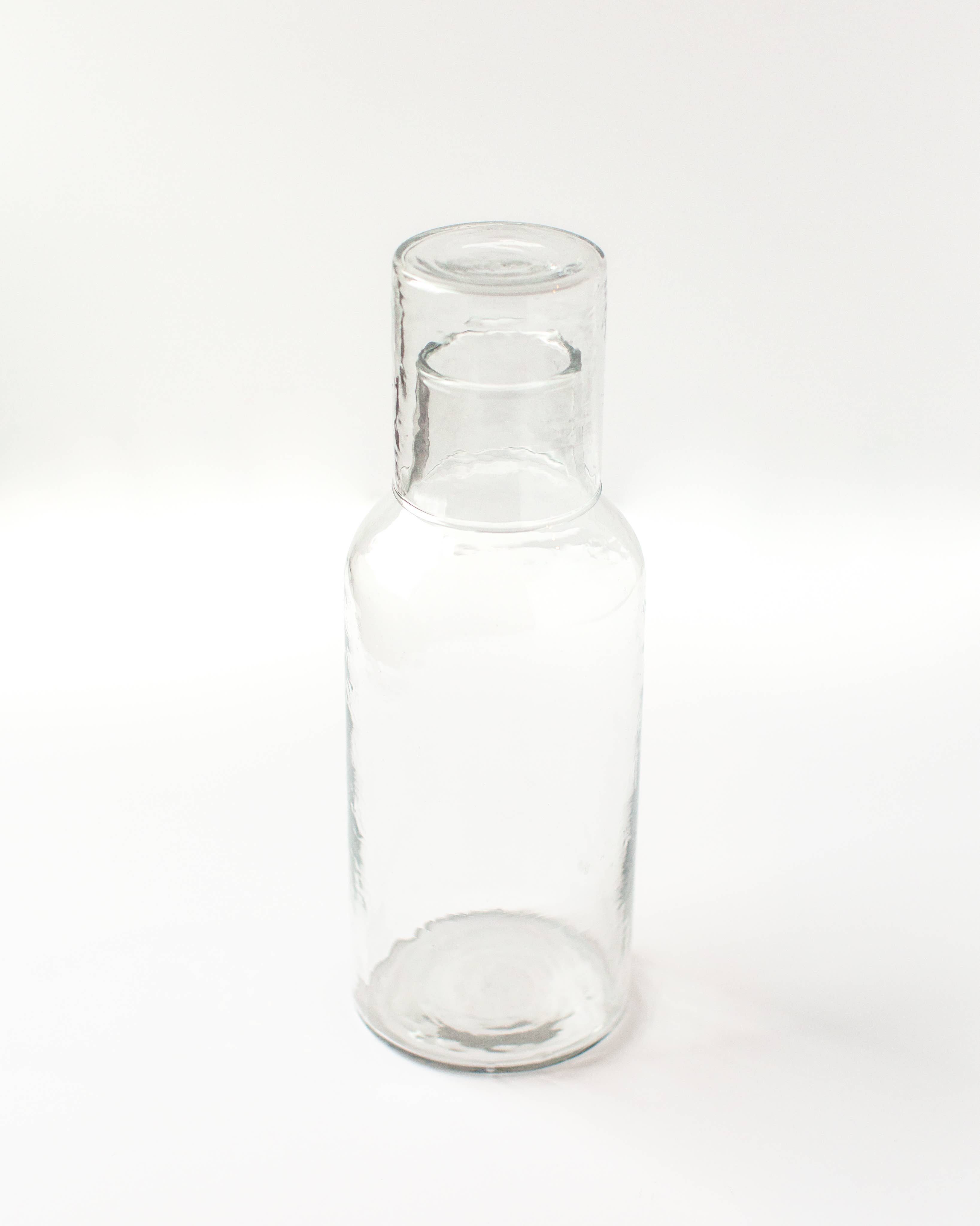 Handblown Hammered Glass Carafe - Clear