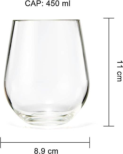 Unbreakable Stemless Wine Glasses Set of 6