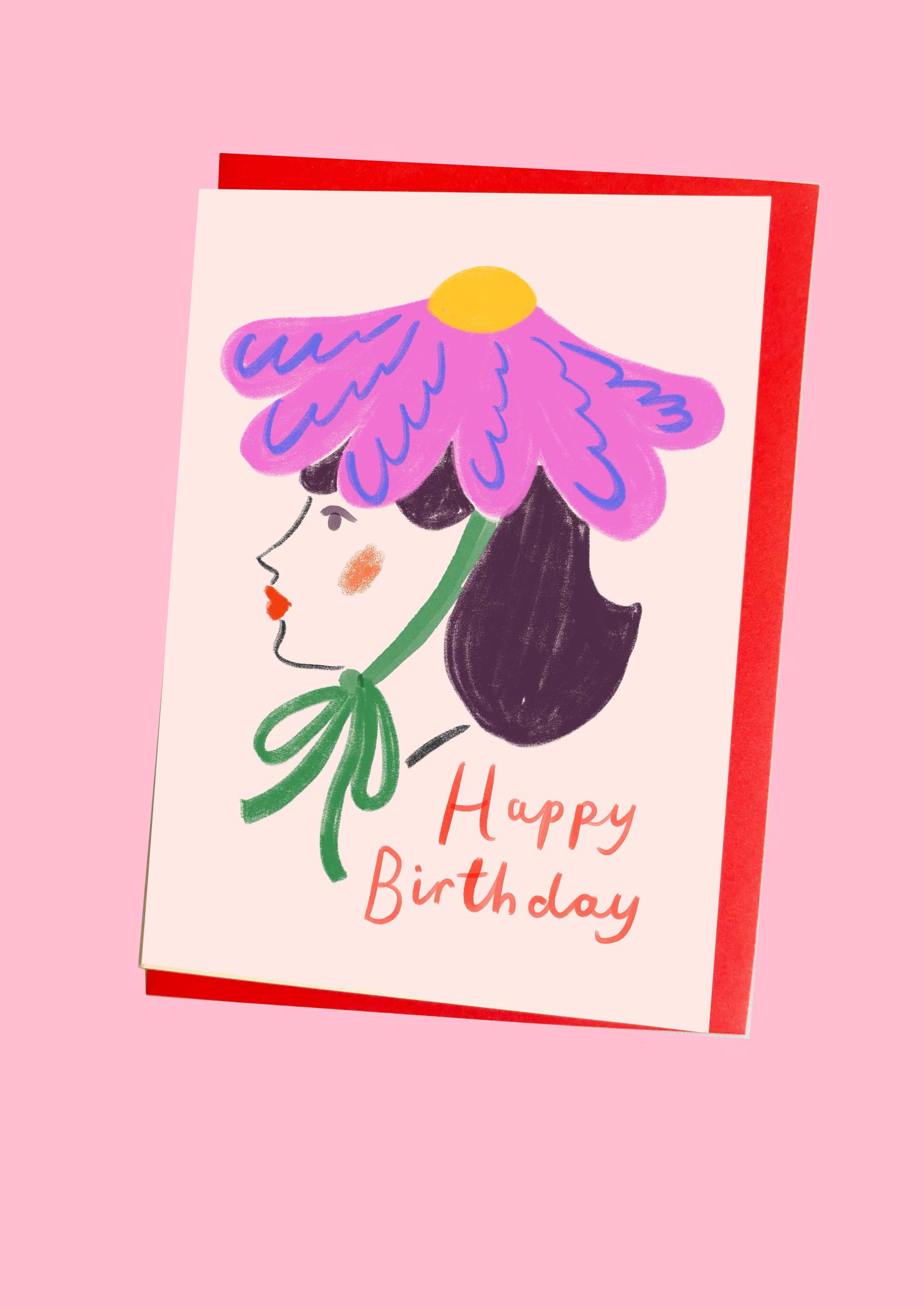 Flower Woman Happy Birthday Card