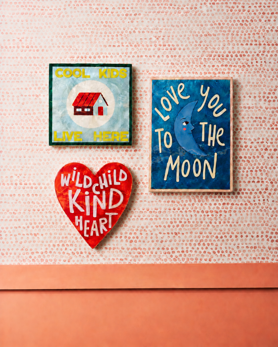 Love You To The Moon capiz wall tile styled in a nursery