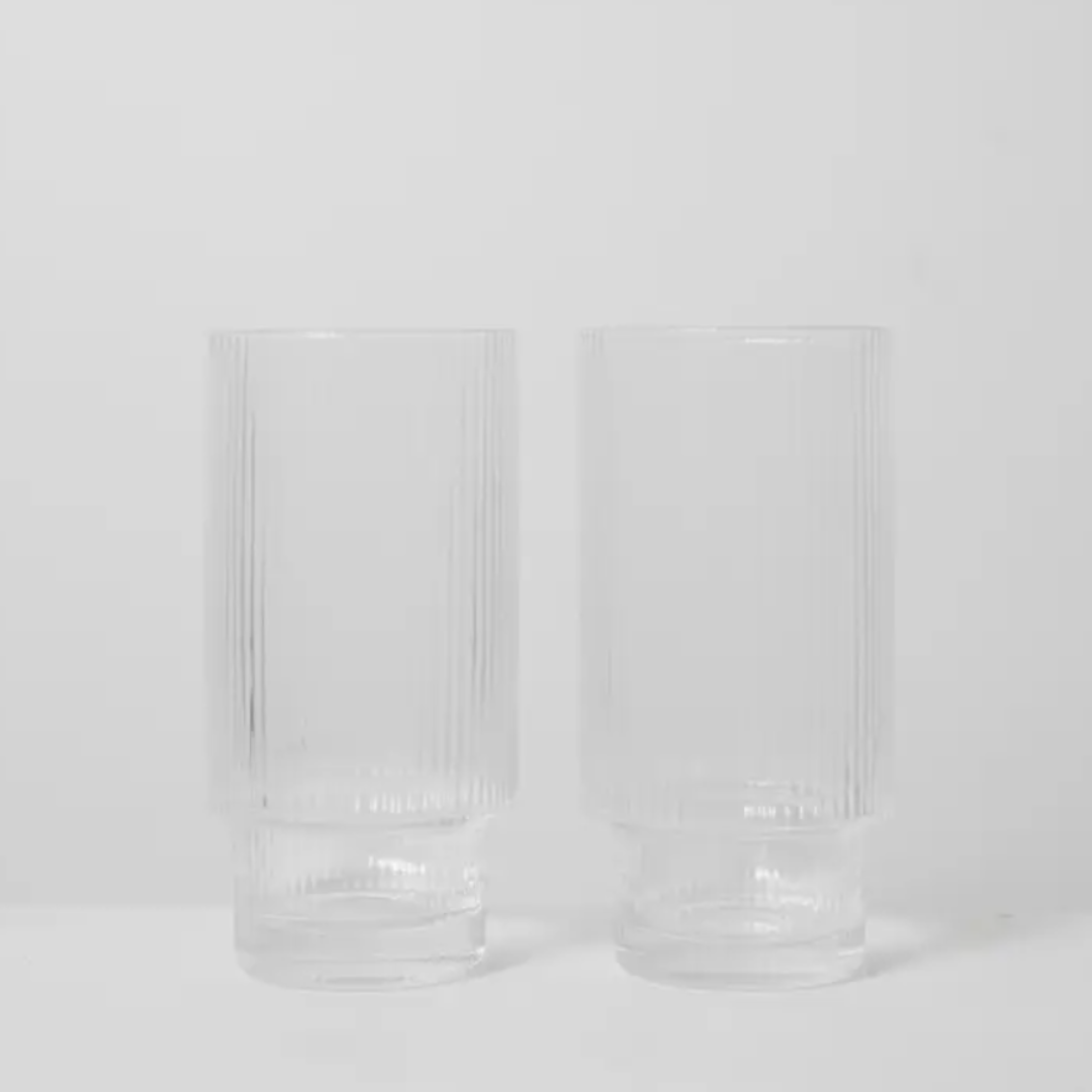 Ribbed Highball Glasses - Set of 4